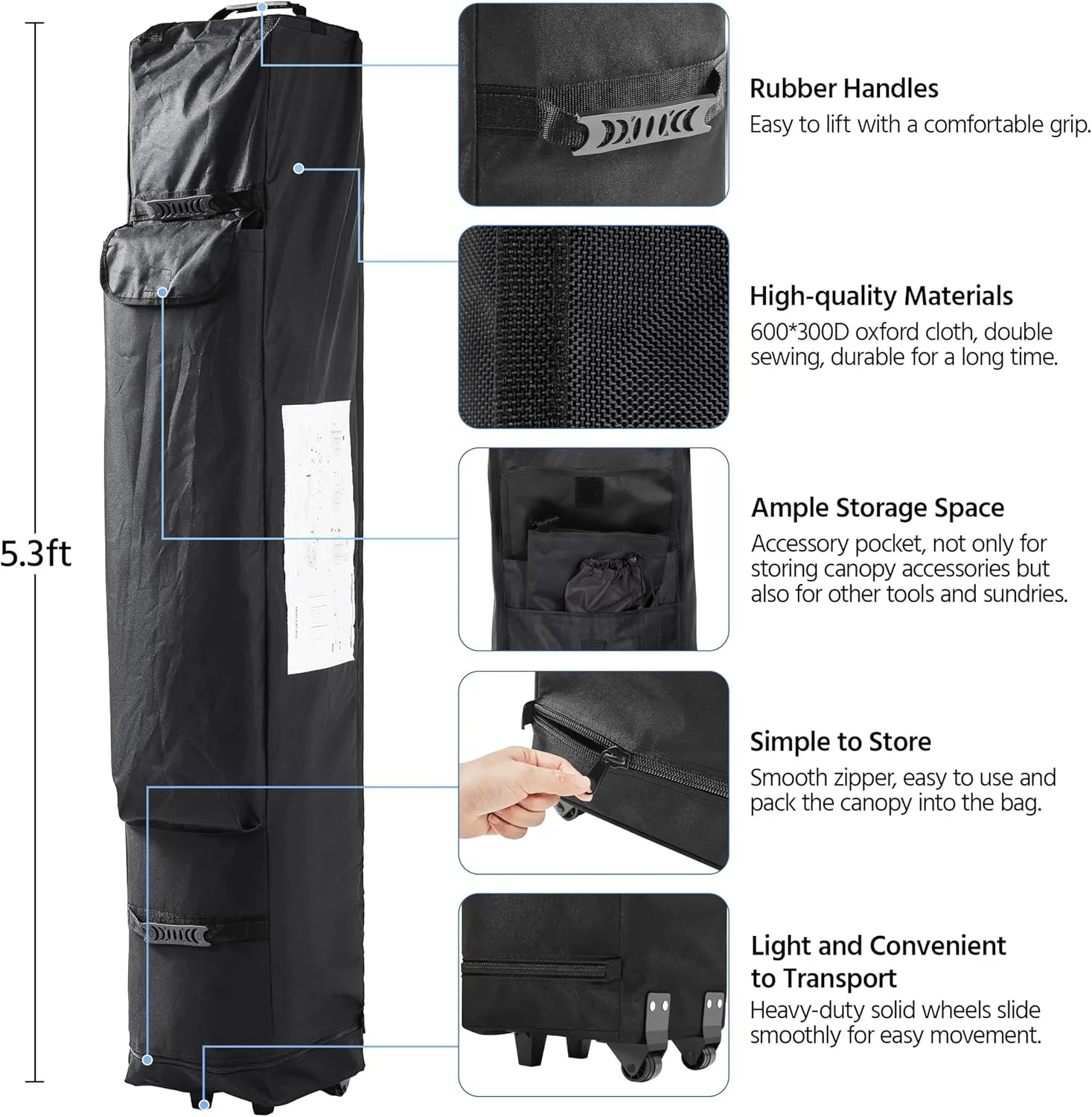 Yaheetech Canopy Tent, Commercial Instant Heavy Duty Canopy, 500D Waterproof Adjustable Canopy with Wheeled Carry Bag, 4 Sandbags and 4 Stakes (10x10, White)