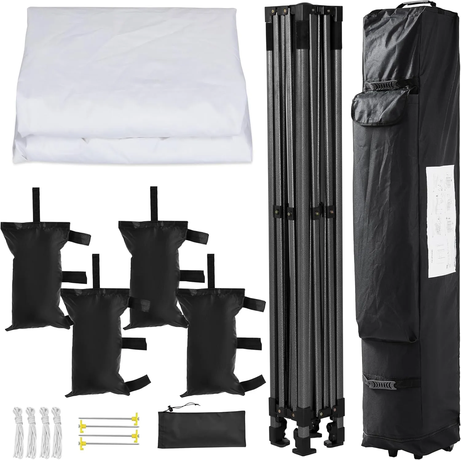 Yaheetech Canopy Tent, Commercial Instant Heavy Duty Canopy, 500D Waterproof Adjustable Canopy with Wheeled Carry Bag, 4 Sandbags and 4 Stakes (10x10, White)