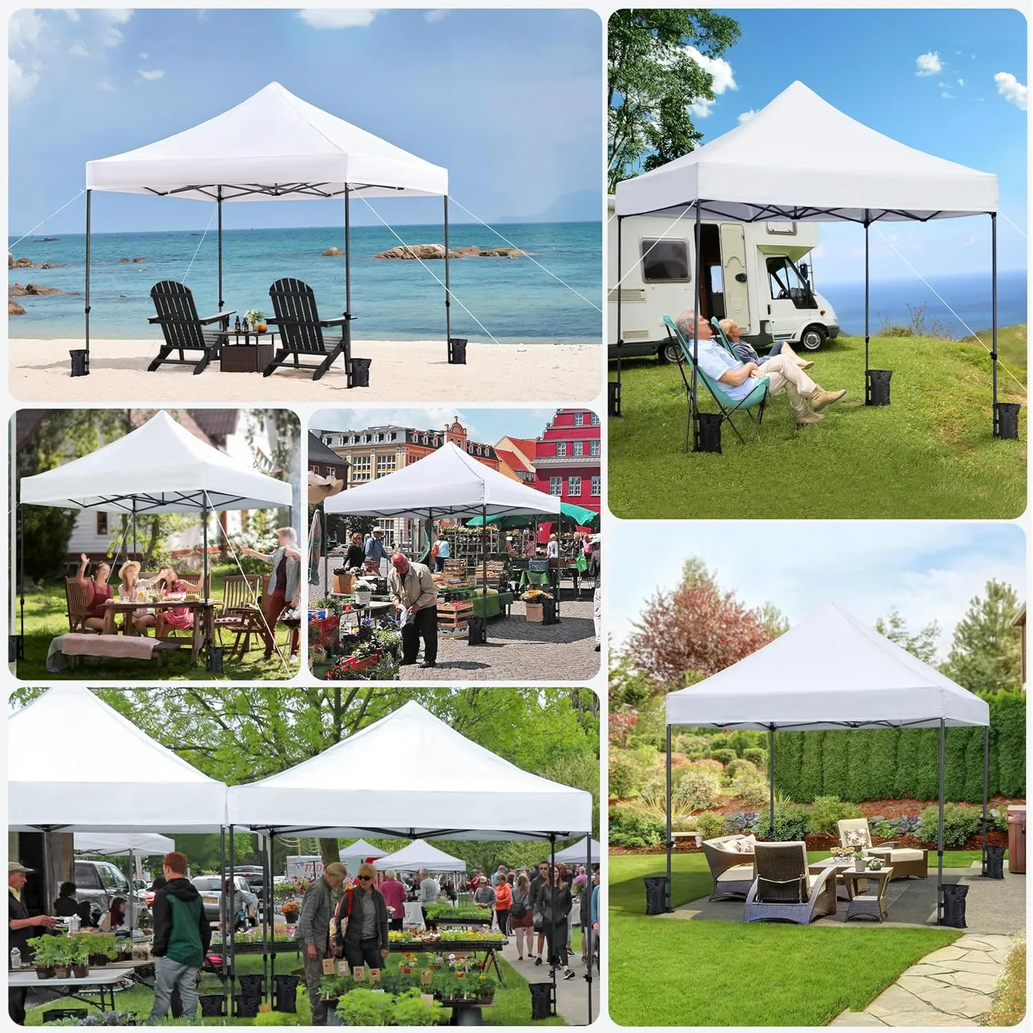 Yaheetech Canopy Tent, Commercial Instant Heavy Duty Canopy, 500D Waterproof Adjustable Canopy with Wheeled Carry Bag, 4 Sandbags and 4 Stakes (10x10, White)