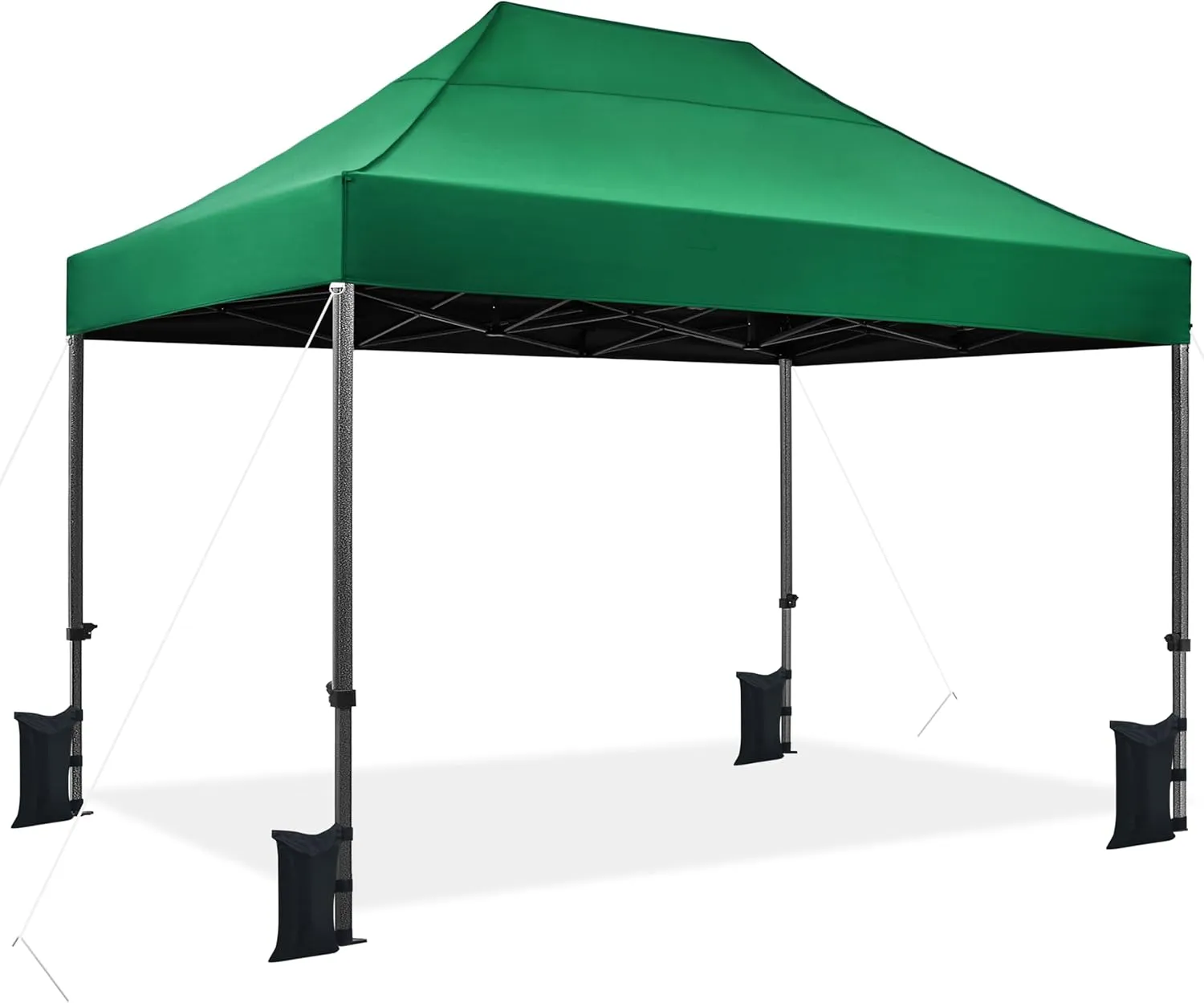 Yaheetech Heavy Duty Pop Up Canopy Tent, 10x15 Commercial Instant Shelter Tent, Outdoor Adjustable Canopy with Wheeled Bag, 4 Sandbags & 8 Stakes, Dark Green