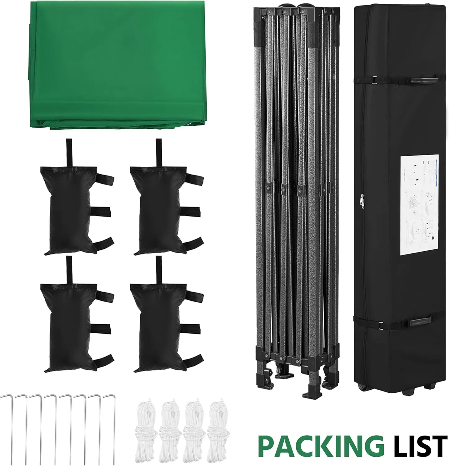 Yaheetech Heavy Duty Pop Up Canopy Tent, 10x15 Commercial Instant Shelter Tent, Outdoor Adjustable Canopy with Wheeled Bag, 4 Sandbags & 8 Stakes, Dark Green
