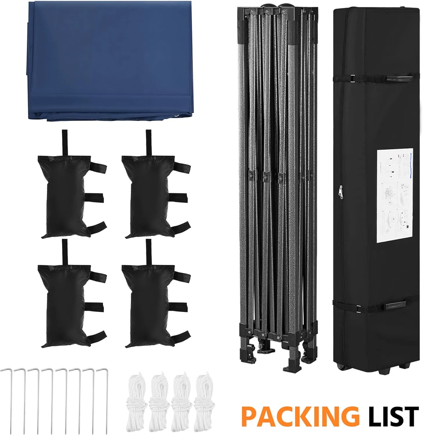 Yaheetech Heavy Duty Pop Up Canopy Tent, 10x15 Commercial Instant Shelter Tent, Outdoor Adjustable Canopy with Wheeled Bag, 4 Sandbags & 8 Stakes, Navy Blue