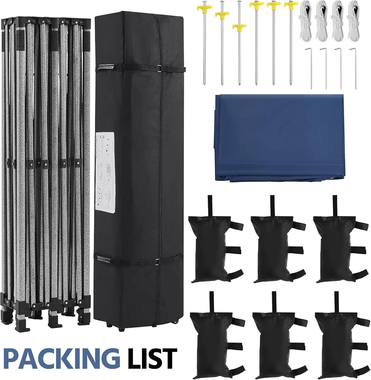 Yaheetech Heavy Duty Pop Up Canopy Tent, 10x20 Commercial Instant Shelter Tent for Wedding, Parties, Adjustable Outdoor Canopy with Wheeled Carry Bag, 6 Sandbags & 10 Stakes, Navy Blue