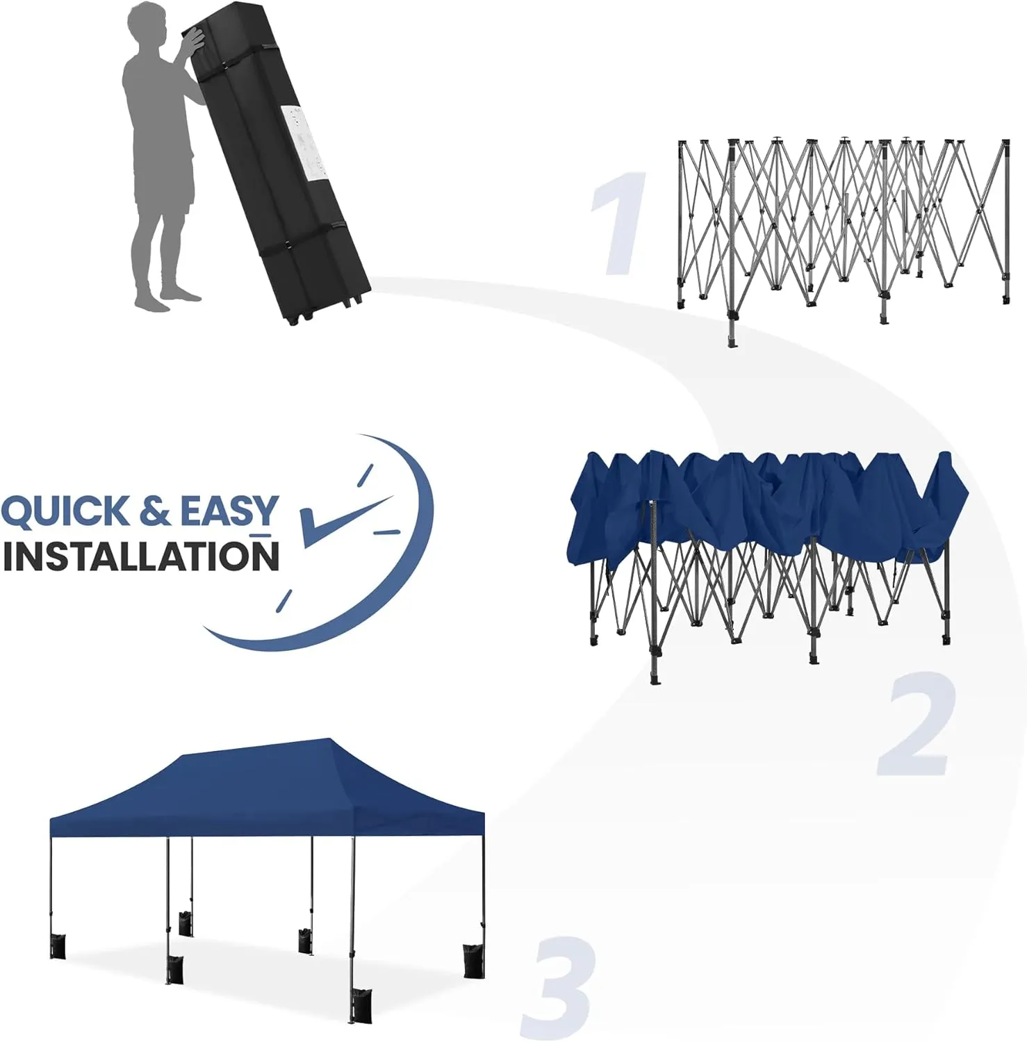 Yaheetech Heavy Duty Pop Up Canopy Tent, 10x20 Commercial Instant Shelter Tent for Wedding, Parties, Adjustable Outdoor Canopy with Wheeled Carry Bag, 6 Sandbags & 10 Stakes, Navy Blue