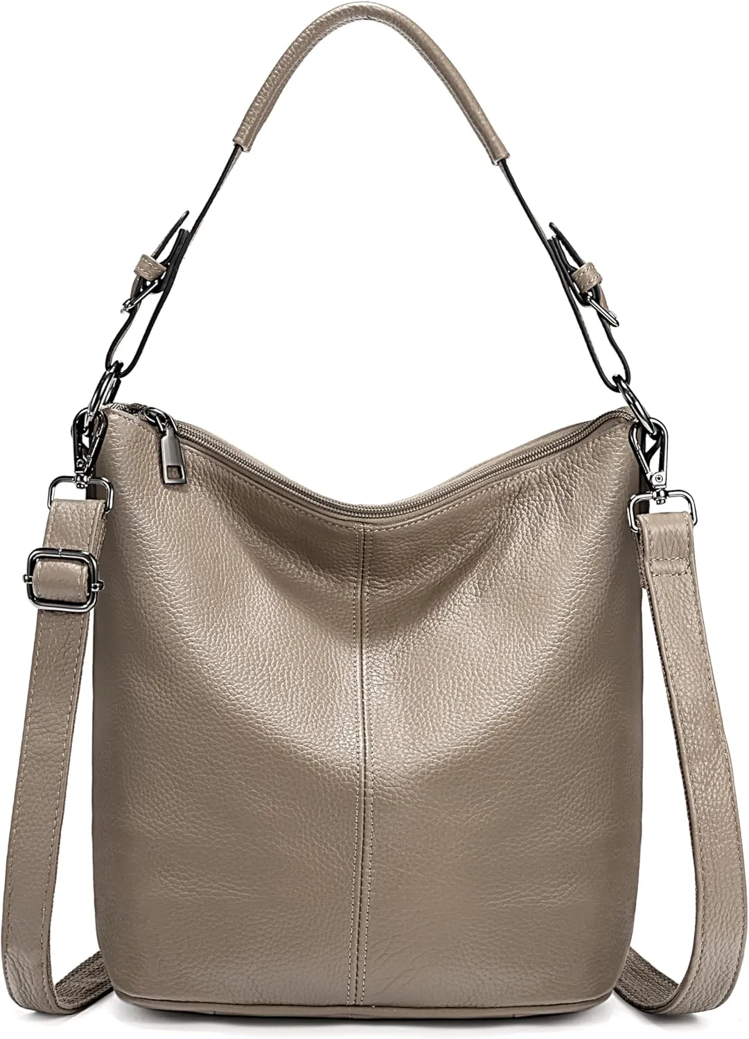 YALUXE Women's Genuine Leather Hobo Handbags Bucket Purses Shoulder Bags Cross-bodys Bags