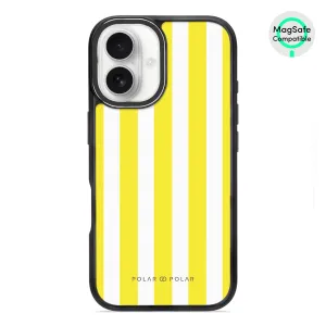 Yellow Stripe - iPhone 16 Frosted Black Bumper MagSafe Case