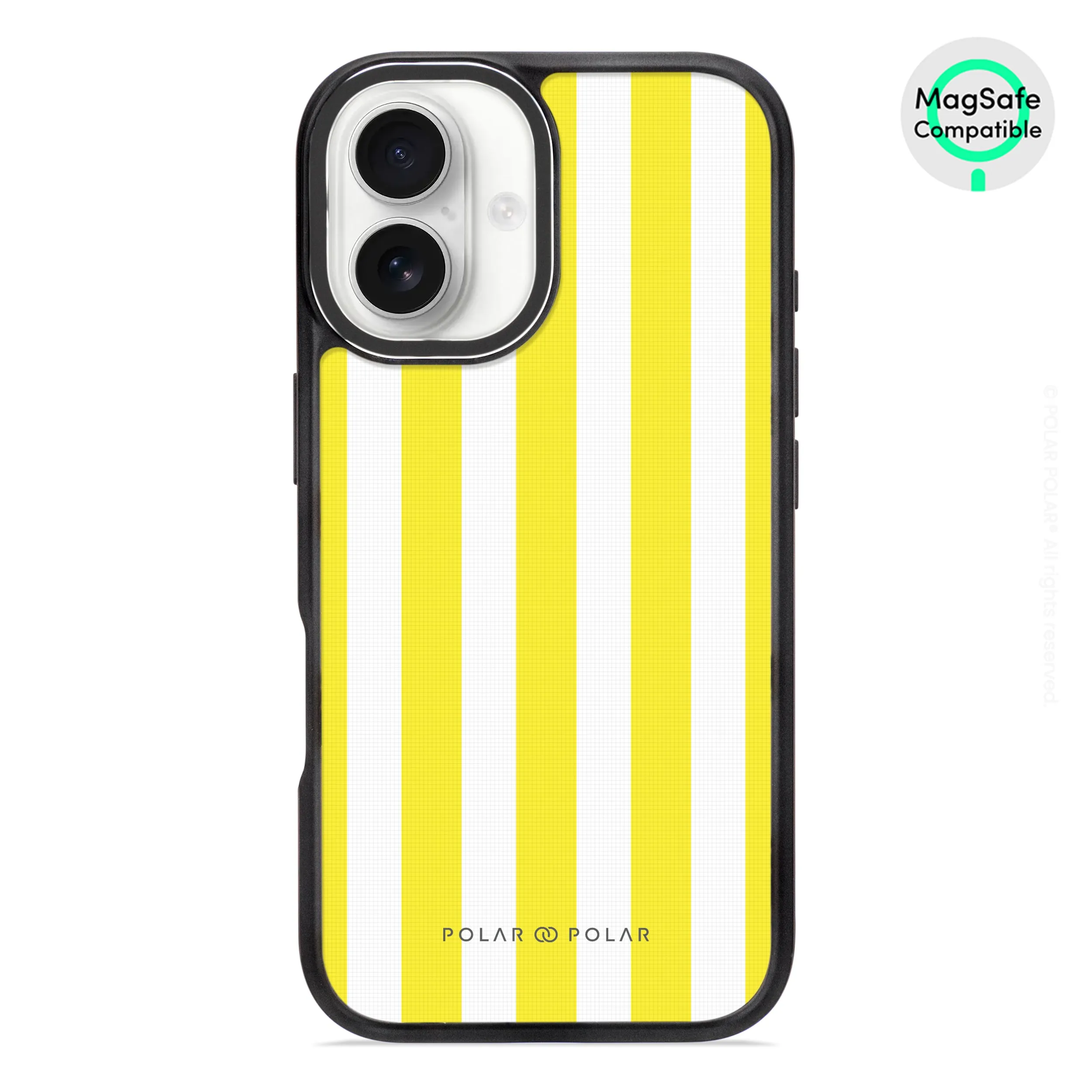 Yellow Stripe - iPhone 16 Frosted Black Bumper MagSafe Case