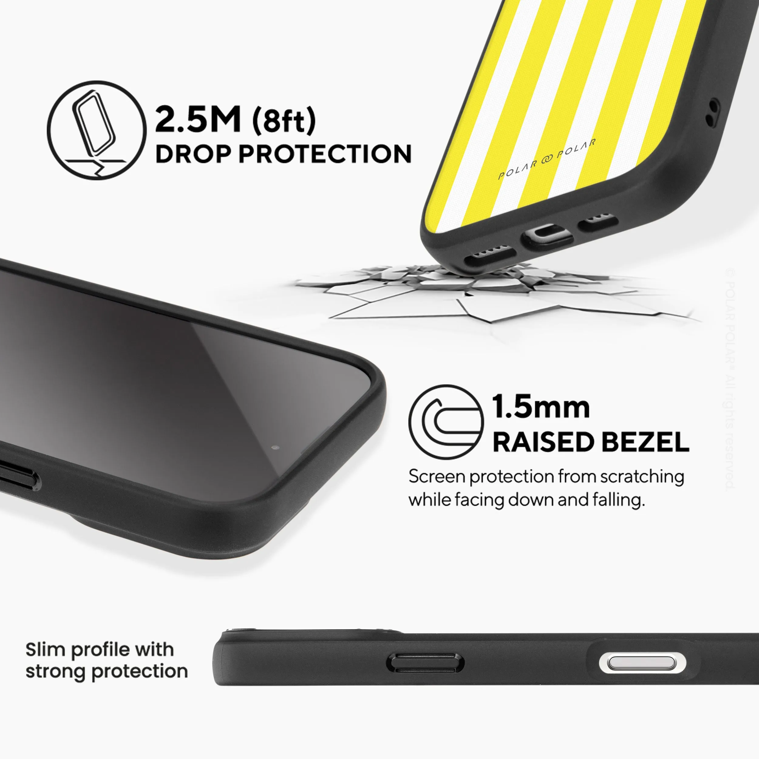 Yellow Stripe - iPhone 16 Plus Frosted Black Bumper MagSafe Case