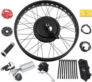 YIYIBYUS E-Bike Fat Tire Bicycle Rear Wheel Hub Motor Conversion Kit 48V 1500W Braking Snow Beach Bike Convert Kit for 26-inch Snow Bikes