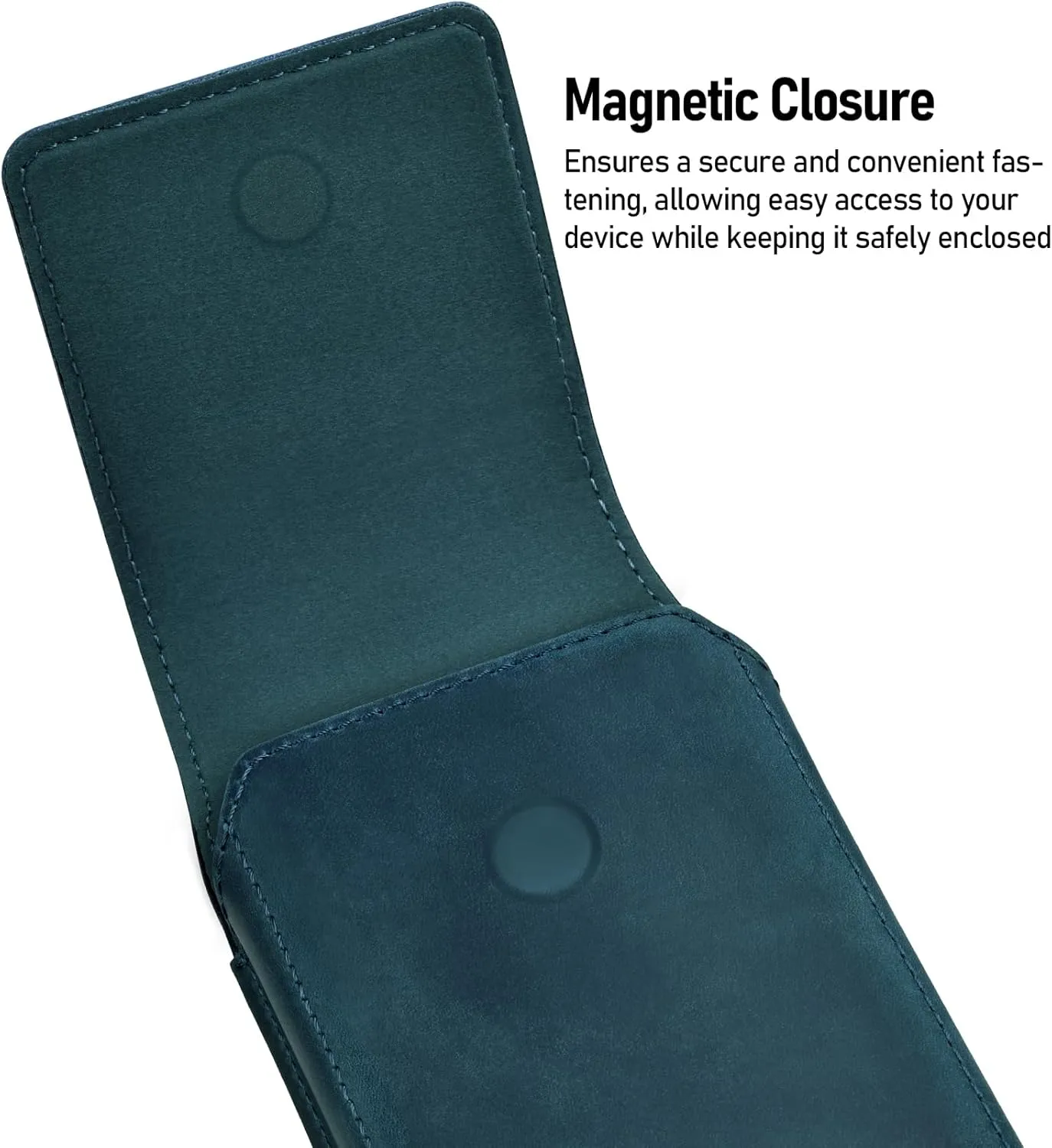 ykooe Genuine Leather Phone Holster Compatible with iPhone 16 15 14 13 12 & Pro Models, Galaxy S25 S24 S23 S22 -Belt Clip and Magnetic Closure, Blue, L