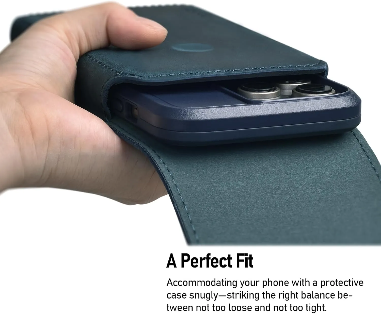 ykooe Genuine Leather Phone Holster Compatible with iPhone 16 15 14 13 12 & Pro Models, Galaxy S25 S24 S23 S22 -Belt Clip and Magnetic Closure, Blue, L