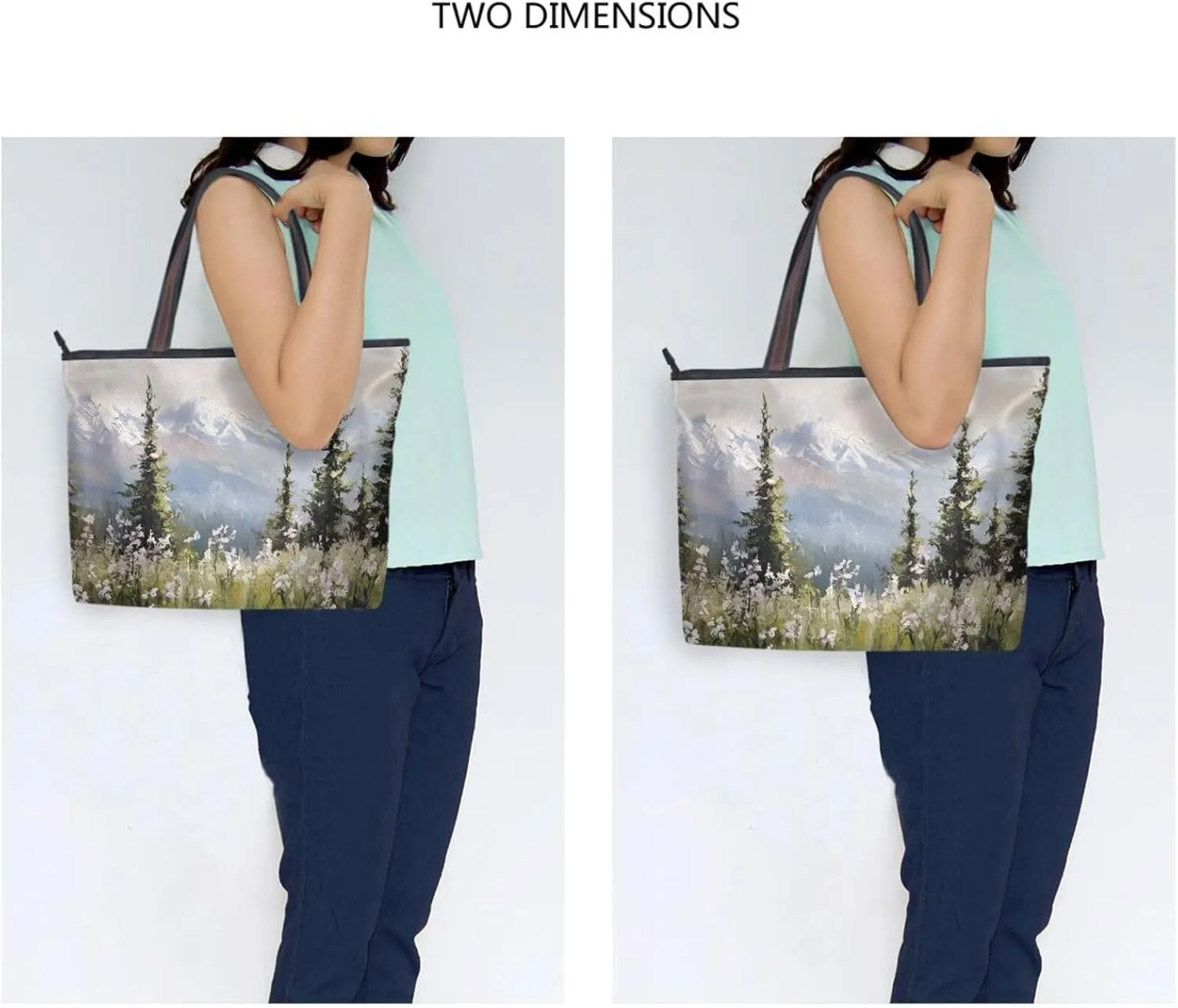 YMXFXP Lightweight Tote Bag Landscape Autumn Grassland for Women Durable Designer Handbag with Zipper for Daily Use L
