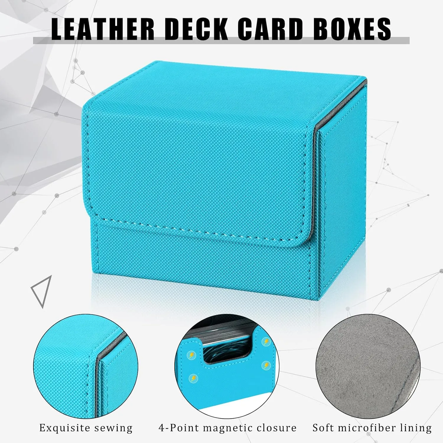 Yookeer 6 Pack Leather Deck Cases 100  Card Deck Game Box Magnetic Playing Card Storage Box for 100 Plus Cards Compatible with Tcg(Pink,Orange,Blue,Yellow,Green,Purple,Horizontal)