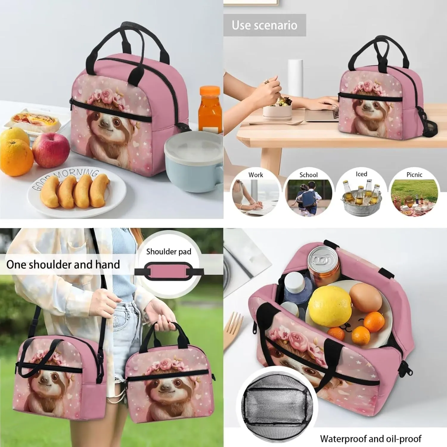 Ystardream 6th Grade Backpack Girls Cartoon Sloth Girls Backpack And Lunch Box Set Kids Backpack Purse for Women Elementary School Bookbag with Pencil Case Bookmark for Teens Back To School