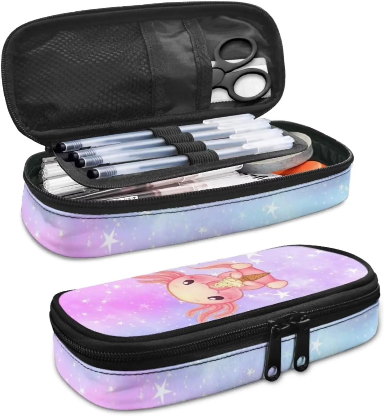 Ystardream 6th Grade Backpack Girls Pink Galaxy Axolotl Girls Backpack And Lunch Box Set Kids Backpack Purse for Women Elementary School Bookbag with Pencil Case Bookmark for Teens Back To School