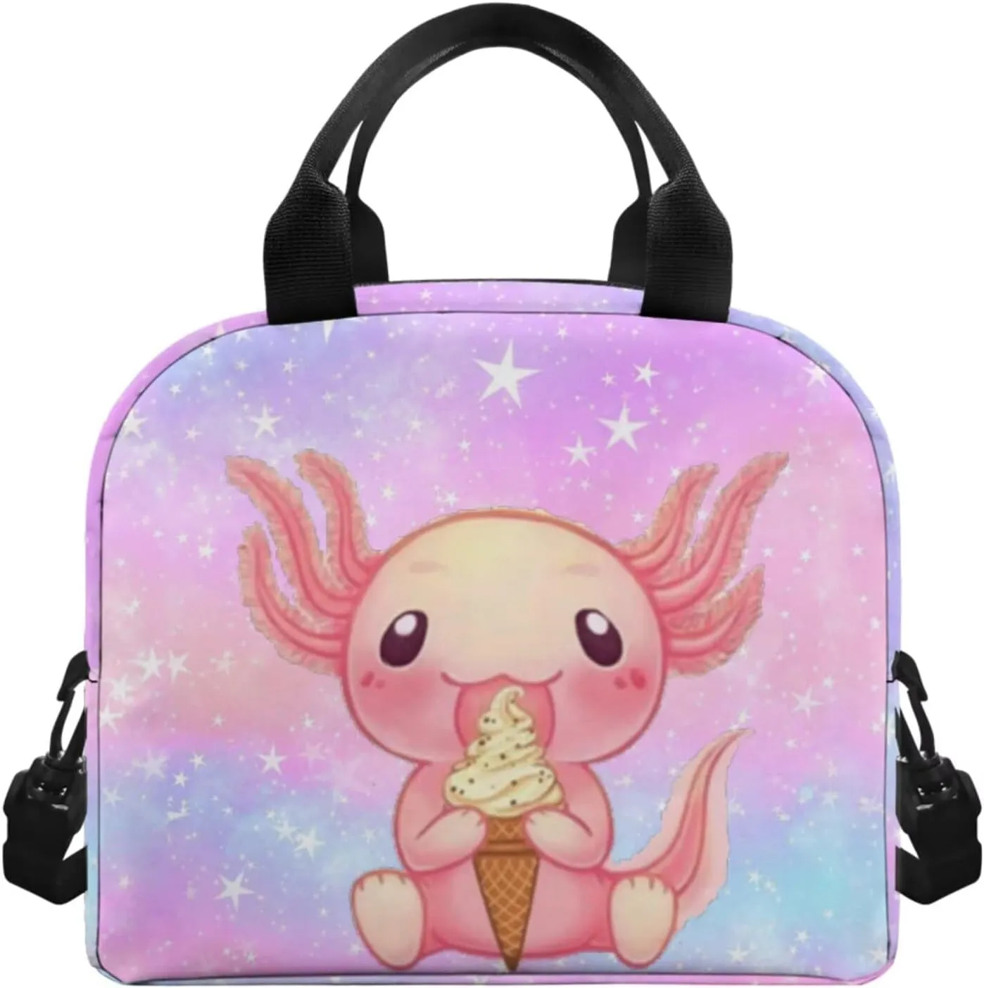 Ystardream 6th Grade Backpack Girls Pink Galaxy Axolotl Girls Backpack And Lunch Box Set Kids Backpack Purse for Women Elementary School Bookbag with Pencil Case Bookmark for Teens Back To School