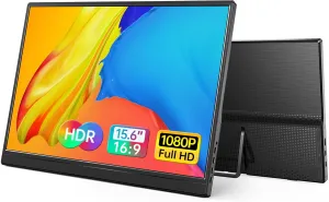 Yxk Portable Monitor 15.6 Inch 1080P USB-C HDMI Ultra-Slim Travel Monitor with Kickstand, for Laptop, PC, Mac Phone, PS, Xbox, Swich IPS Ultra-Thin Zero Frame Gaming