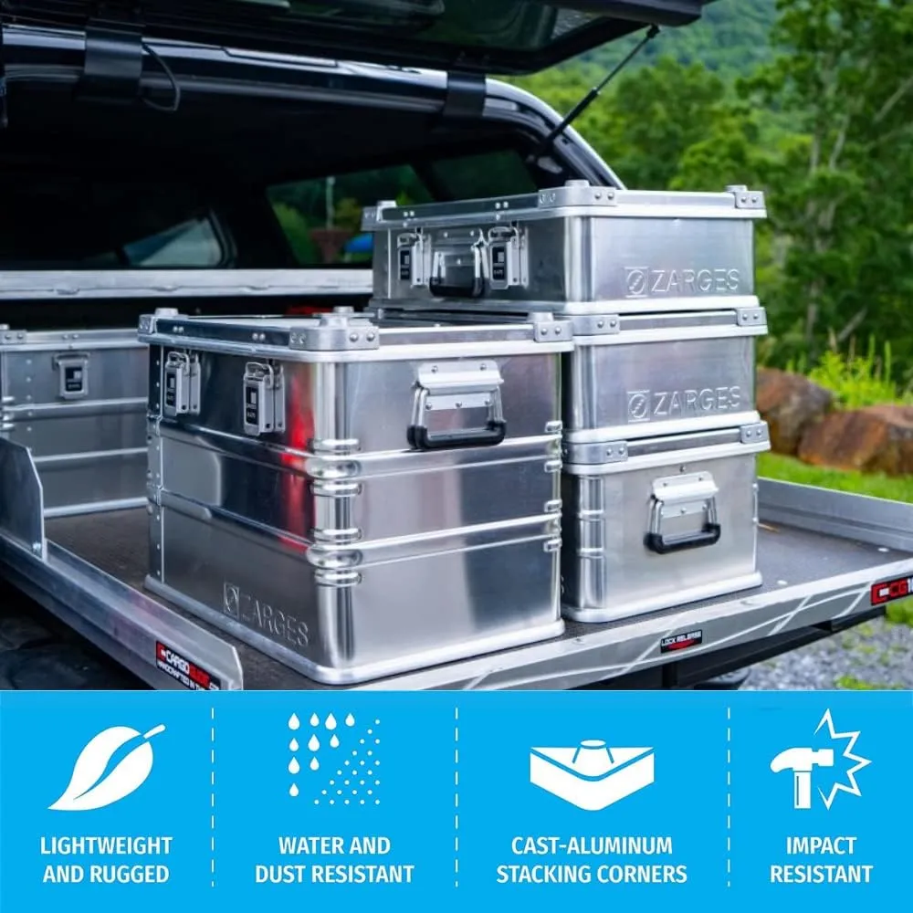 Zarges K470 Aluminum Hard Protective Carrying Case, Portable Stackable Storage, Customizable Safe Lock Box, Dust and Water Resistant (20.5 x 12.6 x 8.7 Inches)