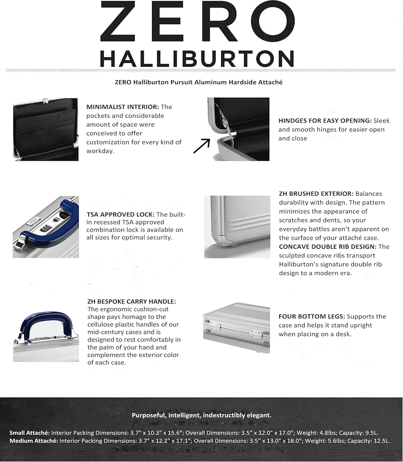 ZERO Halliburton Pursuit Aluminum Hardside Attaché (Silver, Medium Attaché)