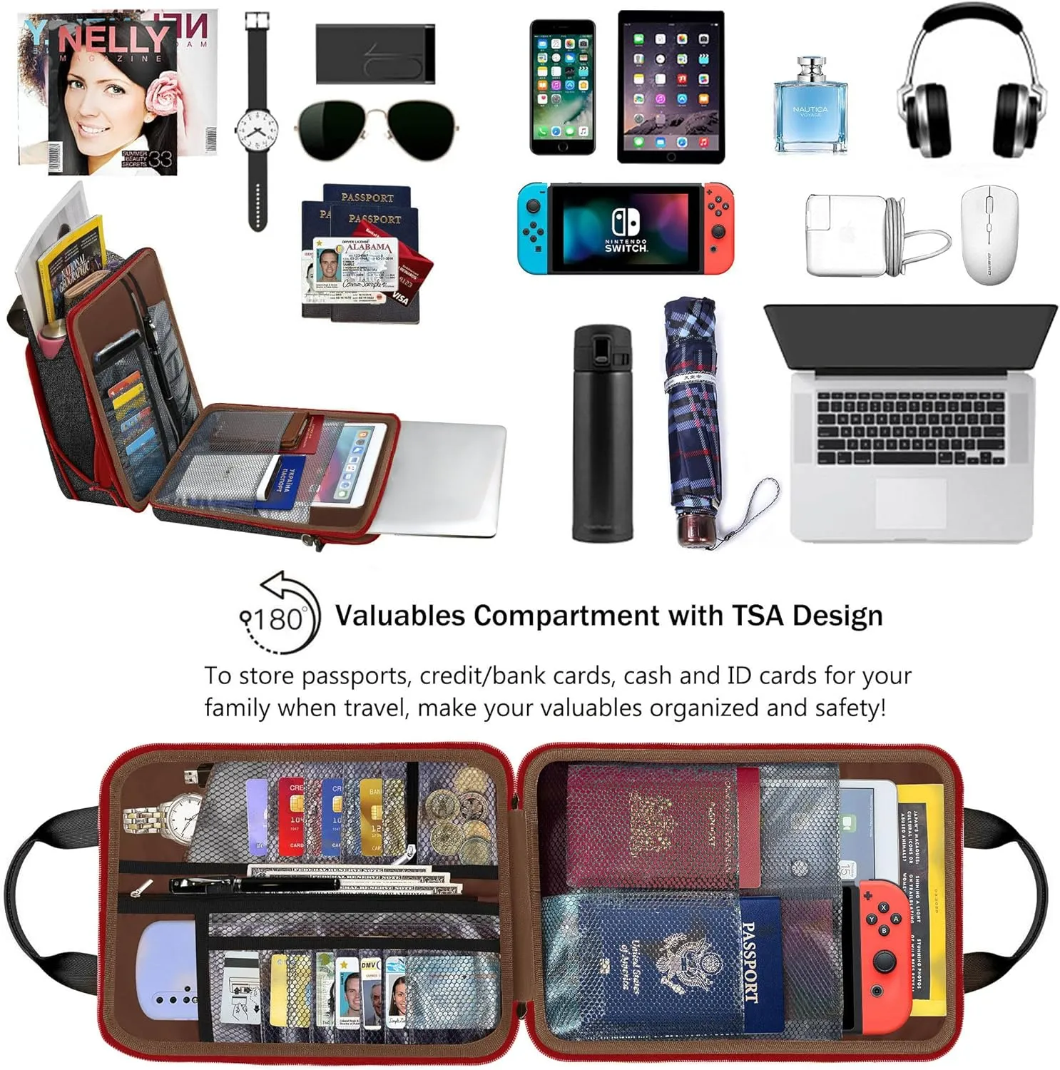 ZINZ 12.3-13 Inch Travel Laptop Shoulder Bag with Expandable Compartment and Valuables Compartment -Black-Wine edge