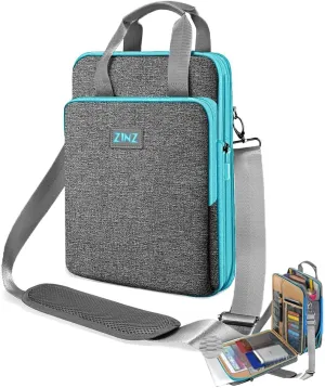 ZINZ 12.3-13 Inch Travel Laptop Shoulder Bag with Expandable Compartment and Valuables Compartment -Gray-Blue edge