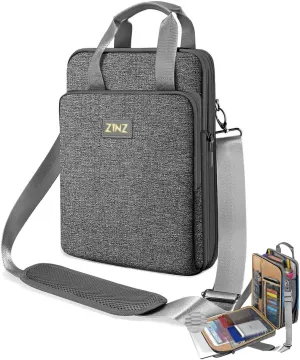 ZINZ 12.3-13 Inch Travel Laptop Shoulder Bag with Expandable Compartment and Valuables Compartment -Gray