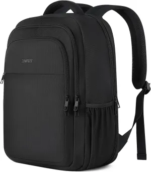 ZOMFELT Travel Backpack for Men Women, 15.6 inch Laptop Backpack Carry on Flight Approved, Water Resistant College Business Work Computer Backpack for Shcool, Laptop Bag Daypack for Trip Gift, Black
