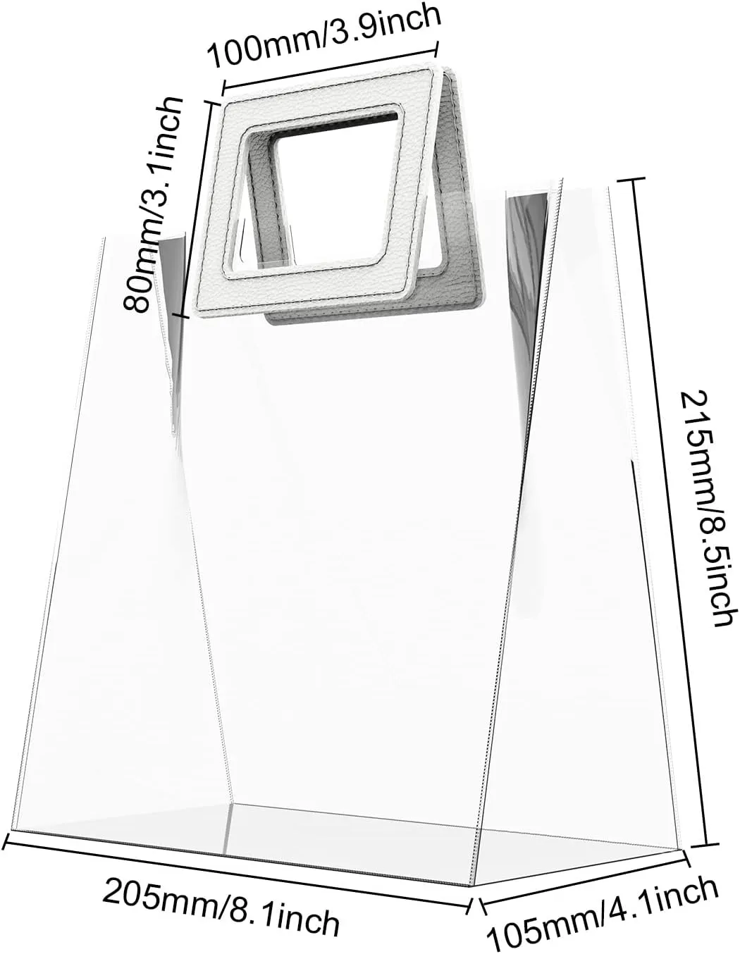 Zwish 10PCS Clear Gift Bags with Handle PVC Tote Bags 8.5 x 8.1 x 4.1Inch Clear Bag Bulk for Party Favor, Wedding, Birthday, Baby Shower, Shopping Bag, Christmas Gift Bags